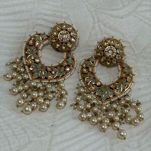 Anayah Jewelry Mint Kundan Pearl Chandbali